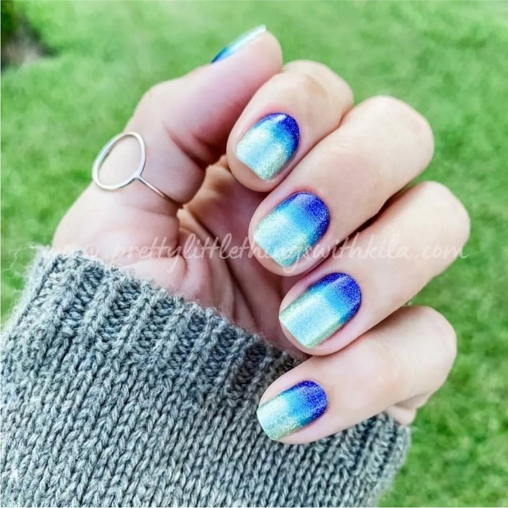 *Retired* Color Street: Long Time No Sea | Mint Blue Glitter Ombre Gradient - Picture 7 of 13